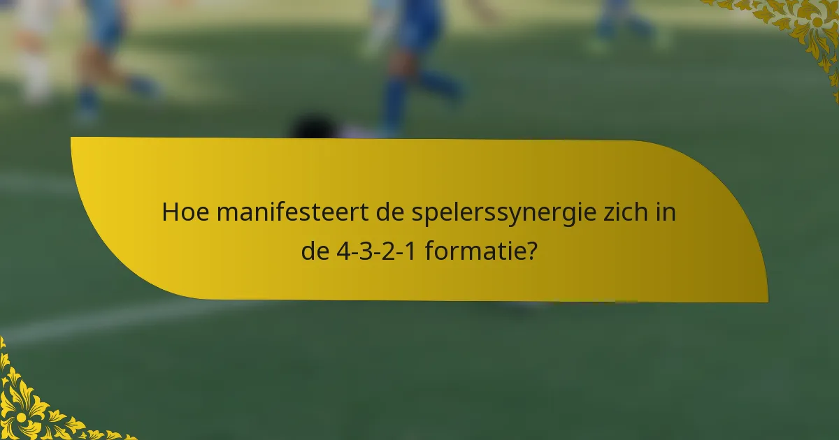Hoe manifesteert de spelerssynergie zich in de 4-3-2-1 formatie?